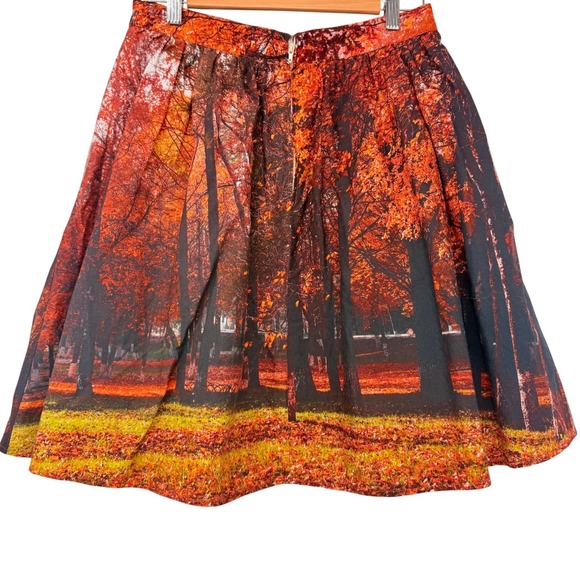 Boho Modcloth Fervour Forest Pleated ALine Skirt Cottagecore Orange Red Large - Picture 4 of 11